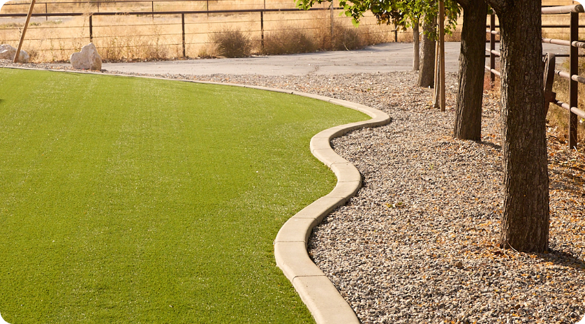 residential turf installation with gravel