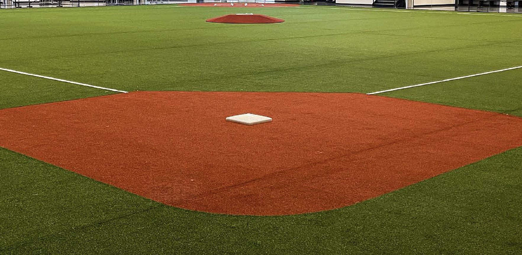 Indoor agility track with markings on the artificial turf